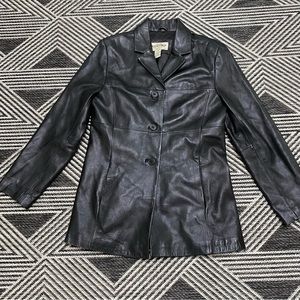 Sonoma 100% Lambskin Leather Blazer Jacket Coat Button Front Women’s Medium